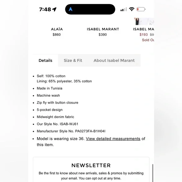 ISABEL MARANT Joanny jeans sold out - Picture 5 of 5